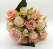 Arreglo floral de rosas salmonros artificial - Vista 7