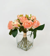 Arreglo floral de rosas salmonros artificial