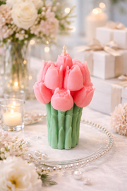Souvenir 12 pzas velas en ramo de tulipán rosa - Vista 5