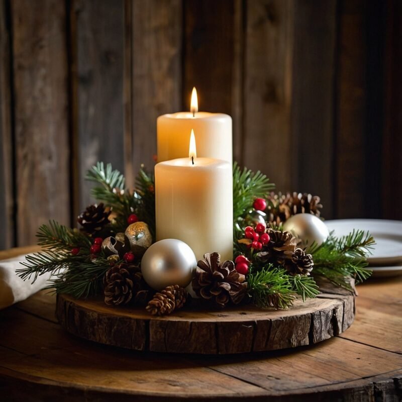 Armonizatuhogar.com - Arreglo Floral Navideño 2024: Elegancia Y Brillo Con Velas Para Tu Mesa Festiva - Armoniza Tu Hogar